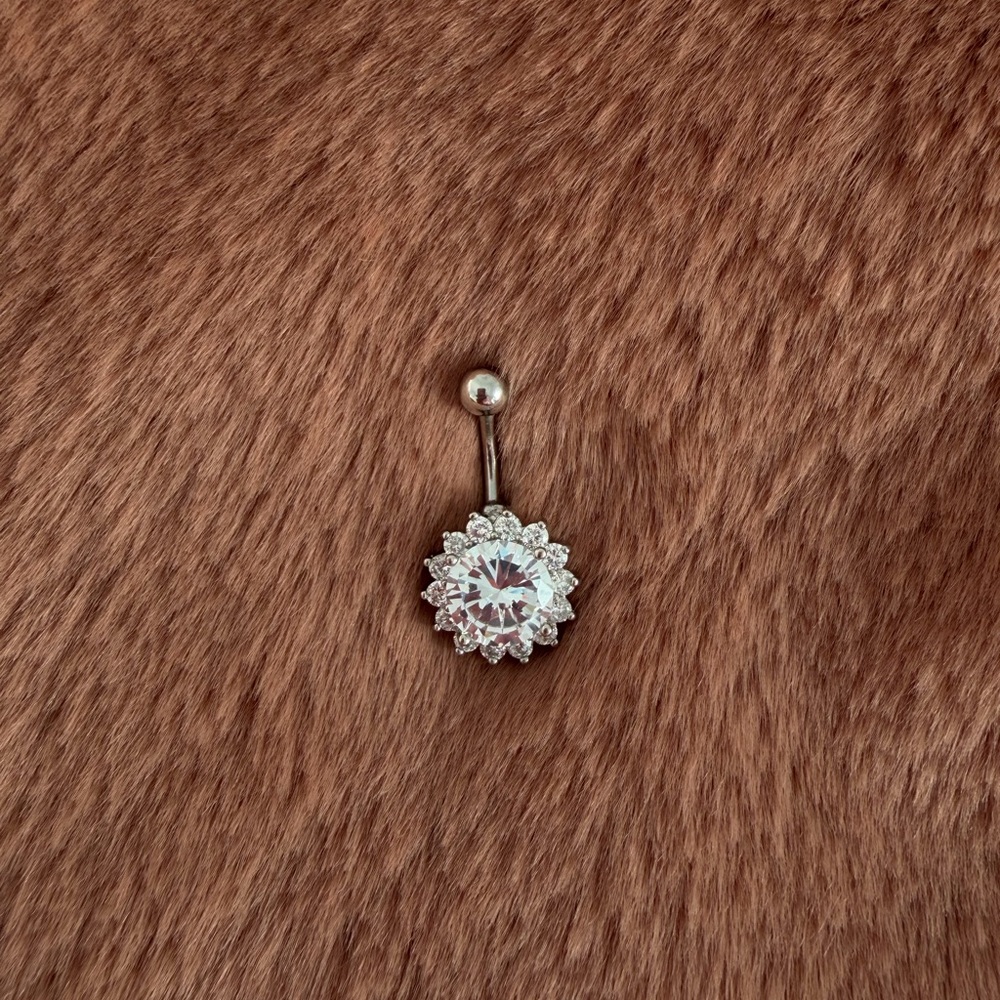 ✨big rhinestone simple belly ring✨